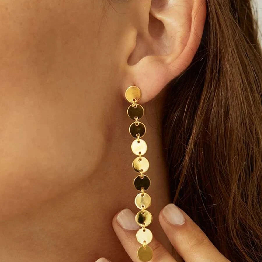 Disc Dangle Earrings in Gold