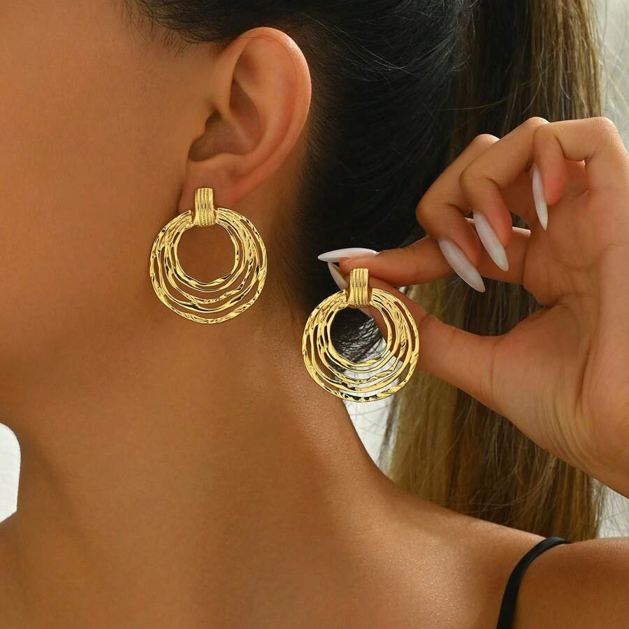 Circle Layer Gold Earrings