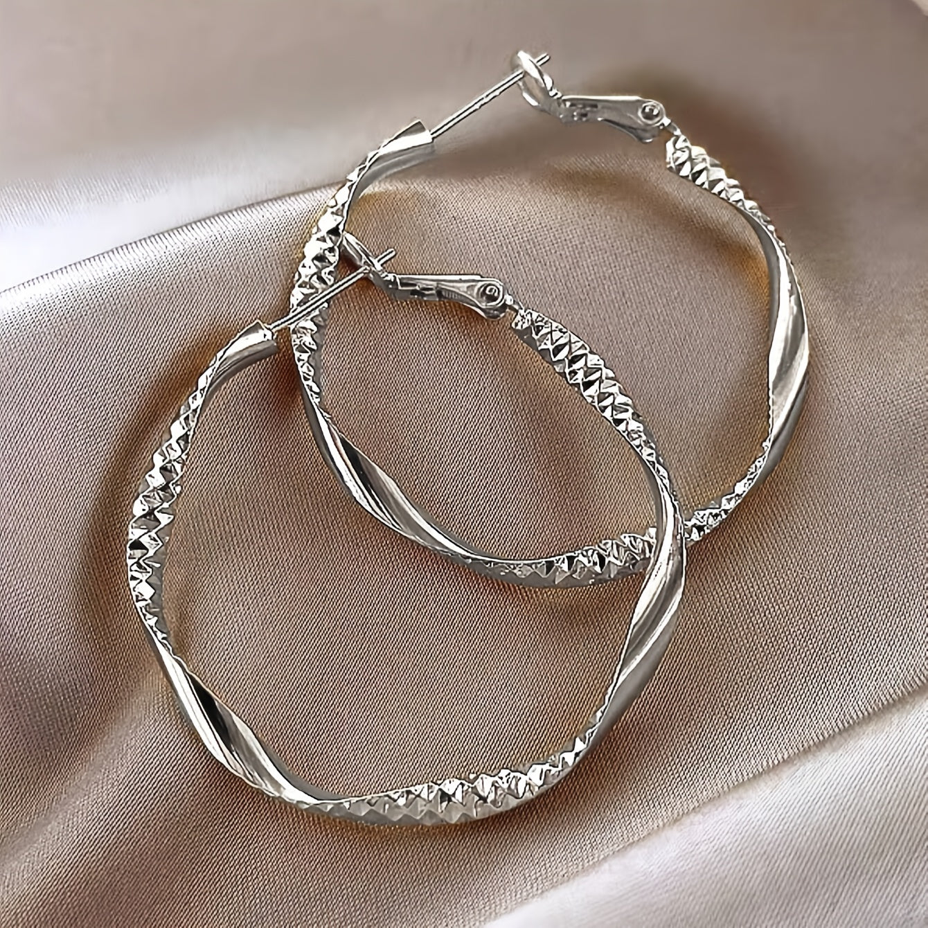 Elegant Sleek Spiral Hoop Earrings