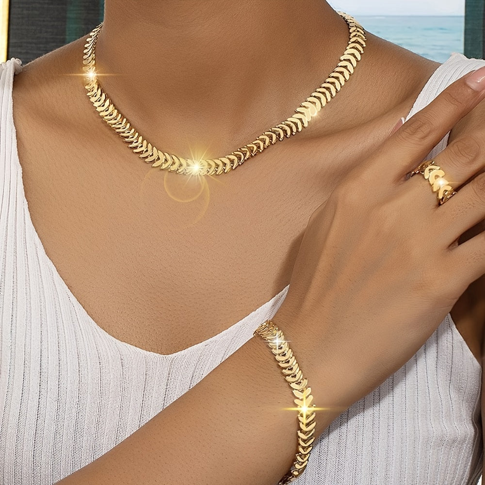 Elegant Gold Chain 3-Piece Set