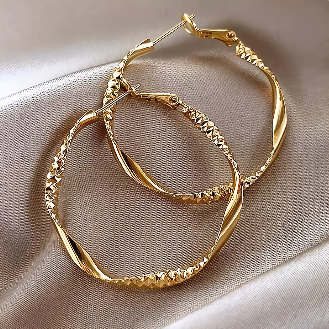 Elegant Sleek Spiral Hoop Earrings