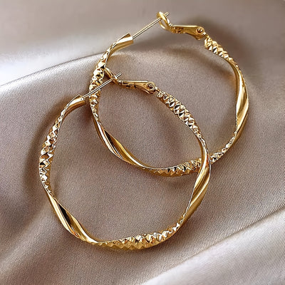 Elegant Sleek Spiral Hoop Earrings