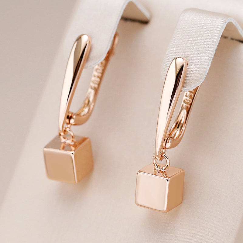 Elegant Golden Cube Earrings