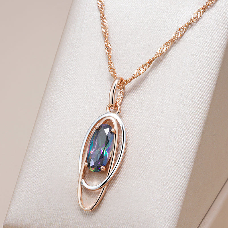 Elegant Blue Zircon Necklace in Gold and Silver