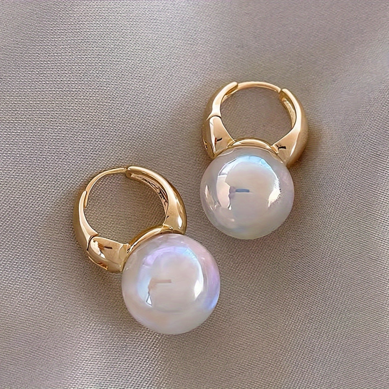 Elegant Pearl Hoop Earrings