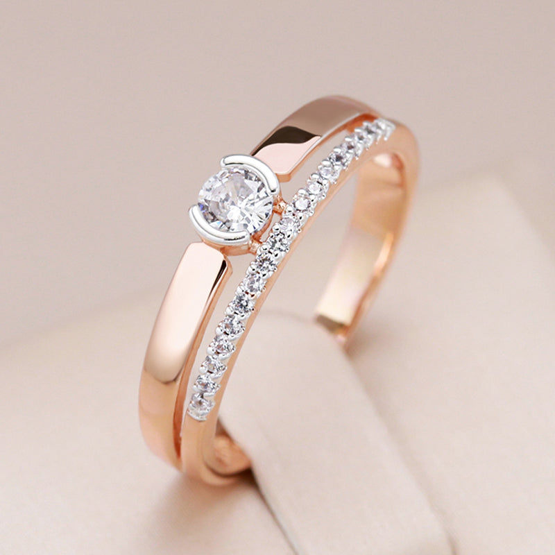 Elegant Rose Gold Natural Zircon Ring