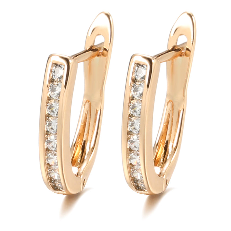 Elegant Inlaid Zirconia Earrings in Gold