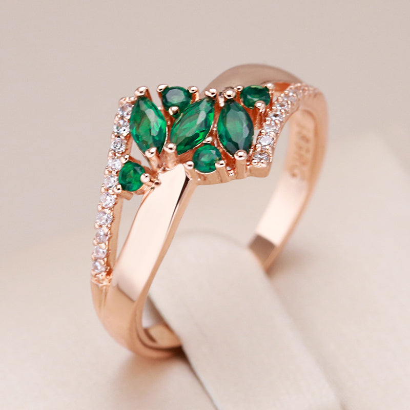 Elegant Green Zirconia Rose Gold Ring