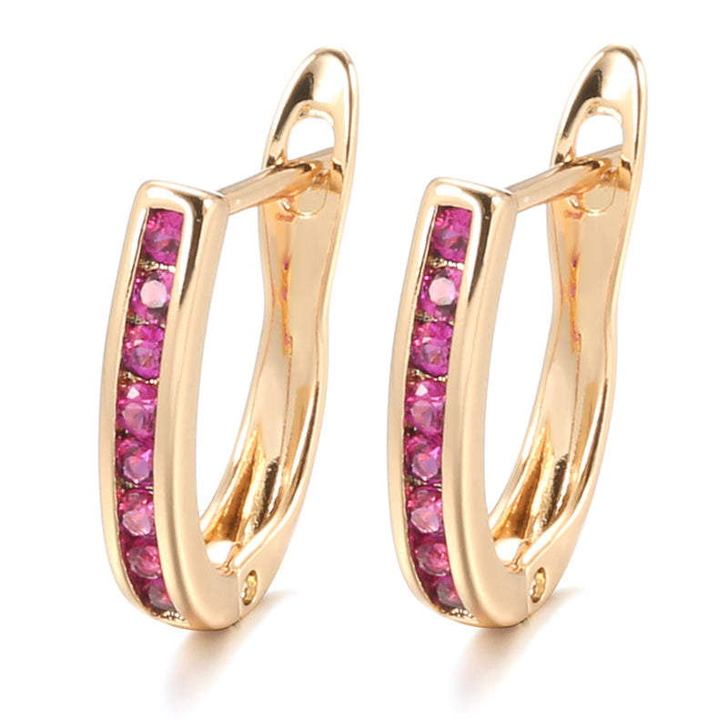 Elegant Inlaid Zirconia Earrings in Gold