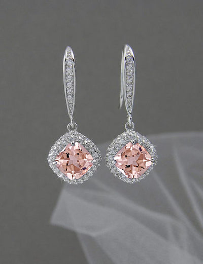 Elegant Inlaid Zircon Earrings in Silver