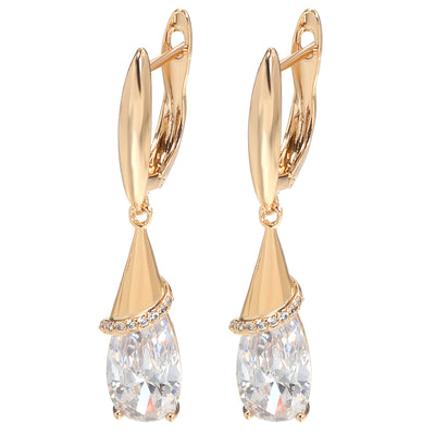 Elegant Waterdrop Crystal Gold Earrings