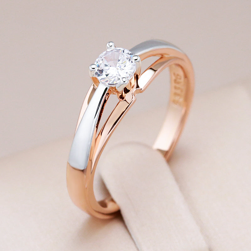 Elegant Zirconia Gold and Silver Ring