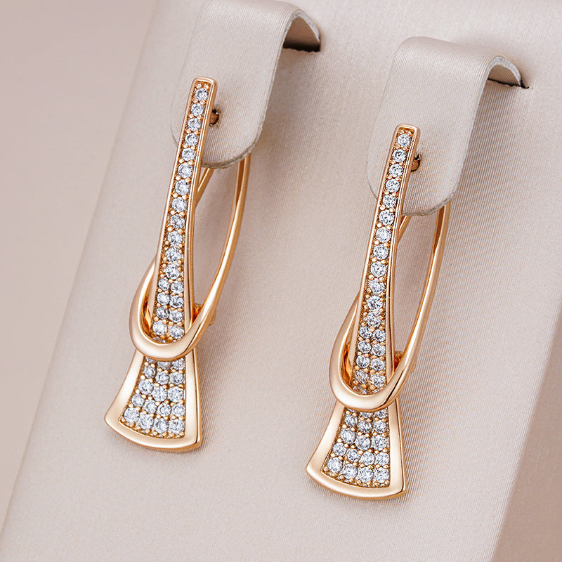 Elegant Inlaid Crystal Rose Gold Earrings