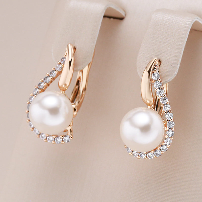 Elegant Pearl Earrings in Rose Gold