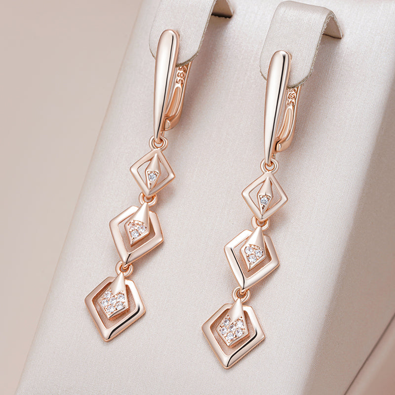 Elegant Shiny Cubic Gold Earrings