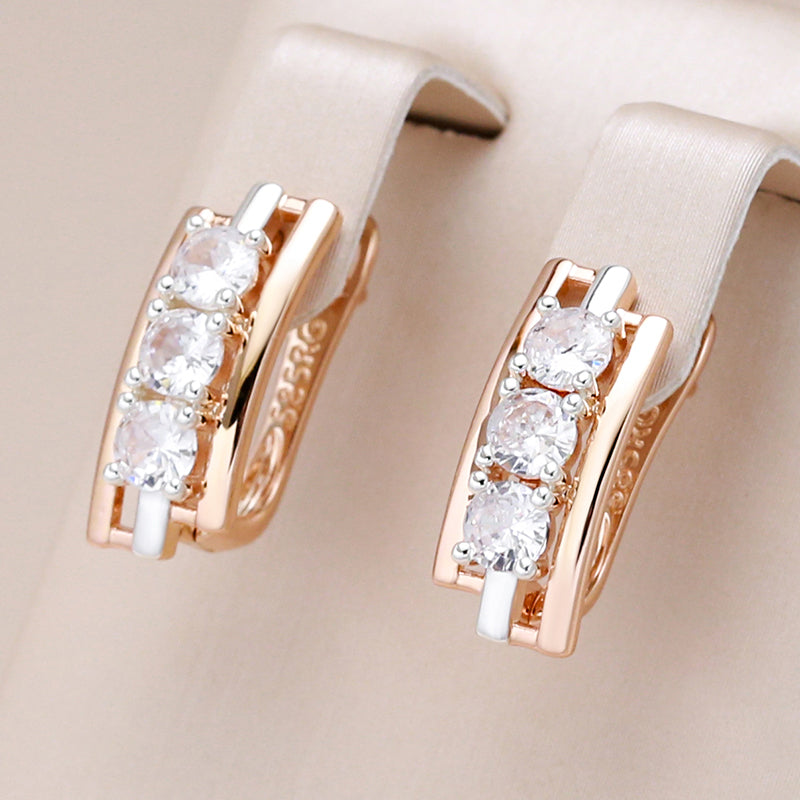 Elegant Rectangular Gold Earrings with Crystals