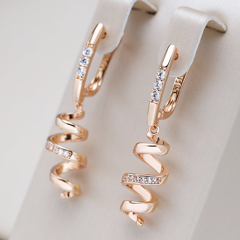 Elegant Geometric Spiral Rose Gold Earrings