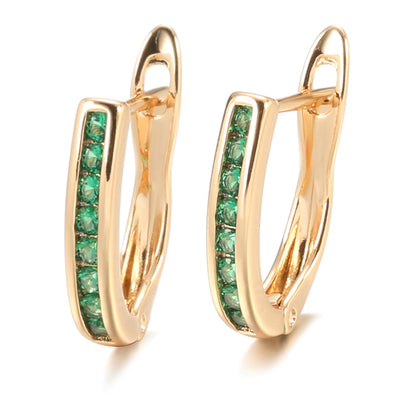 Elegant Inlaid Zirconia Earrings in Gold