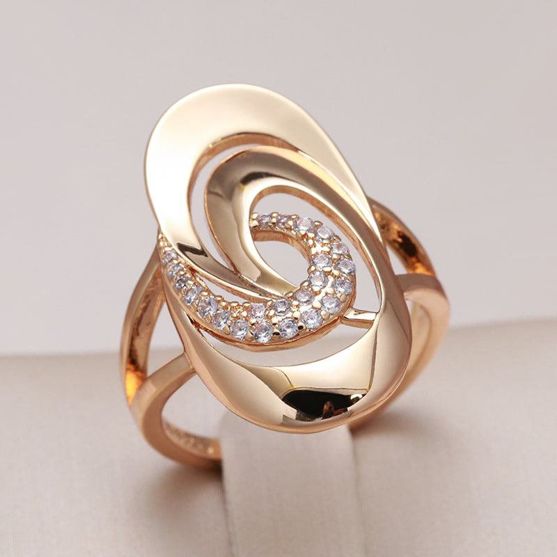 Elegant Geometric Spiral Gold Ring