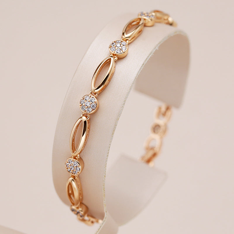 Elegant Crystal Flower Golden Bracelet