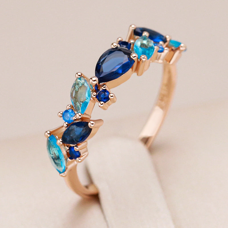 Elegant Blue Crystal Ring