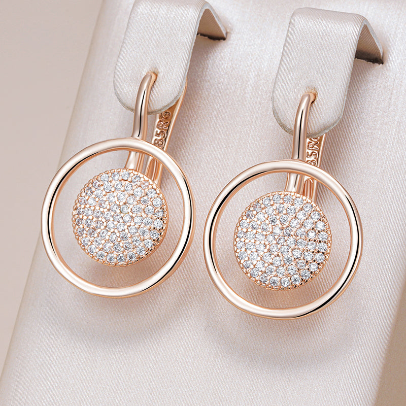 Elegant Crystal Round Earrings in Gold