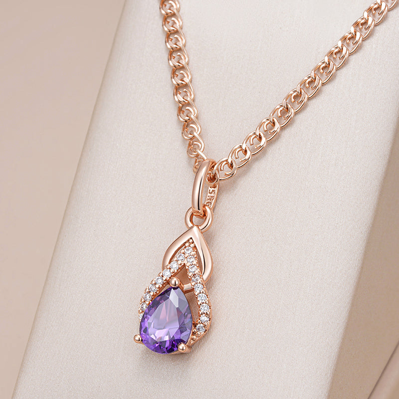 Elegant Purple Waterdrop Pendant Necklace