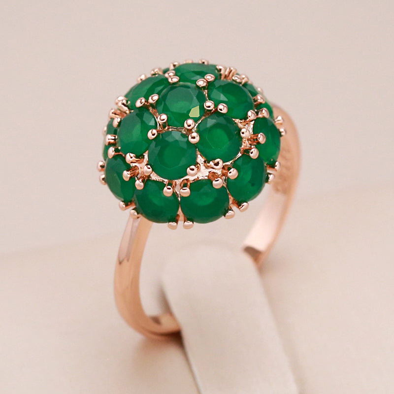 Elegant Green Crystal Ring in Gold