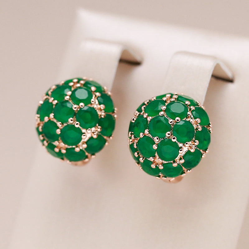 Elegant Green Crystal Earrings in Gold